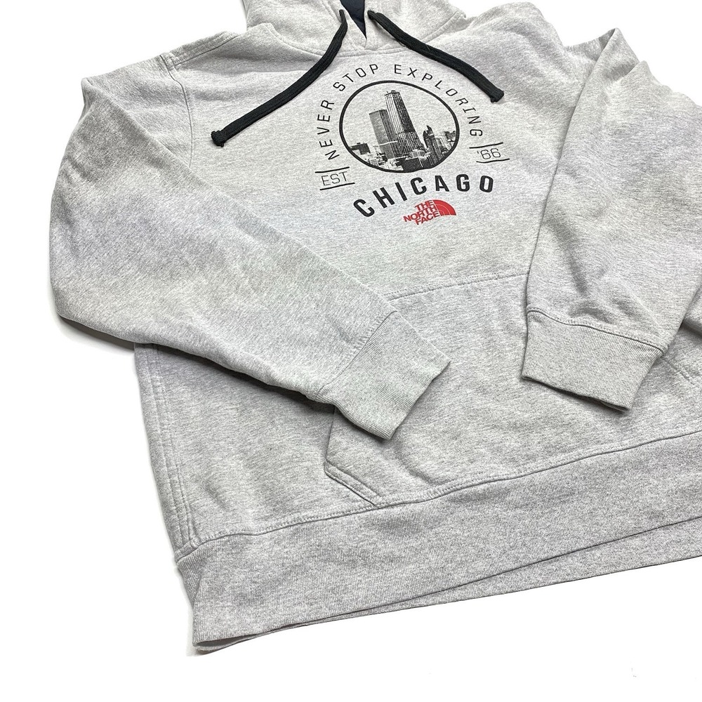 The North Face Hoodie Sweatshirt Chicago Pullover Gray Hooded Men's XL - Picture 2 of 12